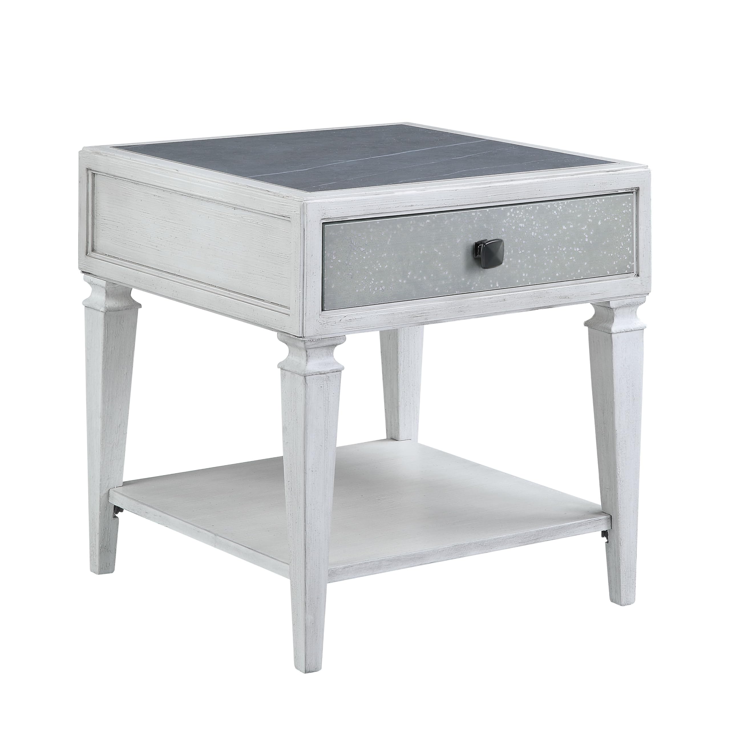 Acme Katia End Table in Rustic Gray & Weathered White Finish