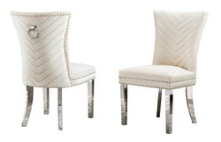 Best Quality Furniture SC360-367 Dining Chairs, Cream/Silver