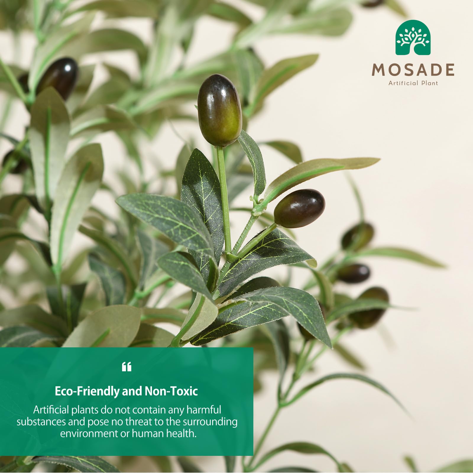 Mosade Artificial Olive Tree 6 Feet Fake Olive Silk Plant And Handmade Seagrass Basket, Perfect Tall Faux Topiary Silk Tree For