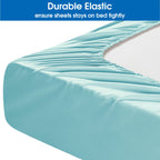 Homeideas King Size Bed Sheets - 6 Piece Set (Aqua Blue) - Extra Soft Brushed Microfiber 1800 Bedding Sheets, Deep Pocket, Wrinkle & Fade Free
