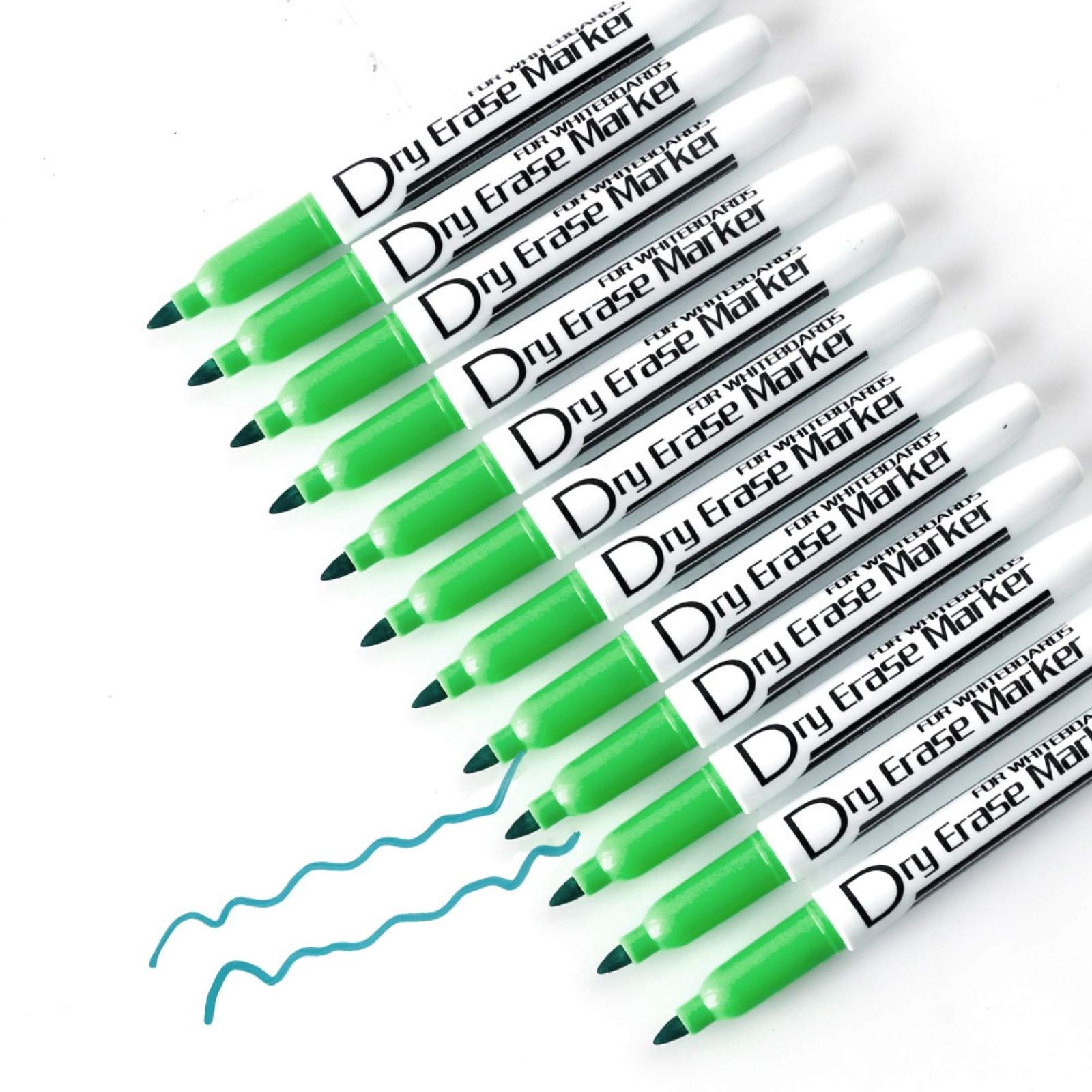 Volcanics Green Dry Erase Markers Low Odor Fine Whiteboard Markers Thin Box Of 12