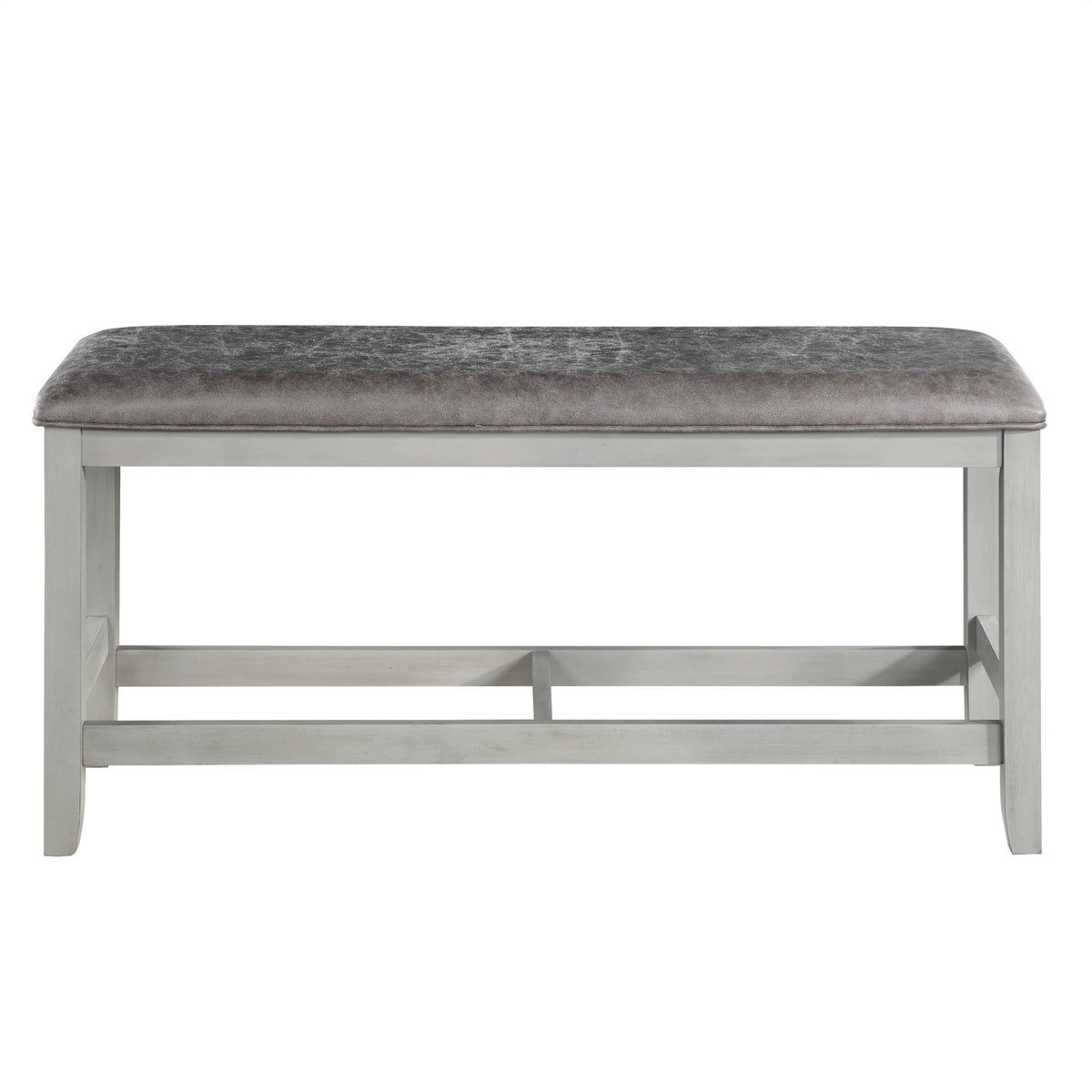 Steve Silver Furniture Hyland 6pc Dining Set, Included 60 to 80-Inch Dining Table w/ 20-Inch Leaf, 4 Vegan Leater Chairs, and Vegan Leather Bench, 60" L x 42" W x 36" H, Grey