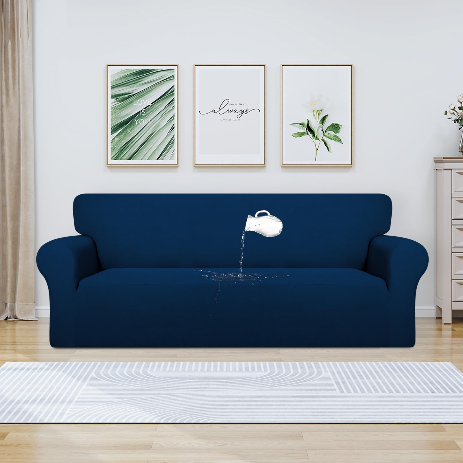 Purefit 100% Dual Waterproof Couch Cover Slipcovers For Couches And Sofas - Stretch Non Slip Fleece Sofa Covers Washable, Leakproof Furniture Protector For Kids, Pets, Dog (Oversized Sofa, Navy)