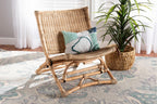 Baxton Studio Herrara Natural Brown Antique Rattan Foldable Lounge Chair