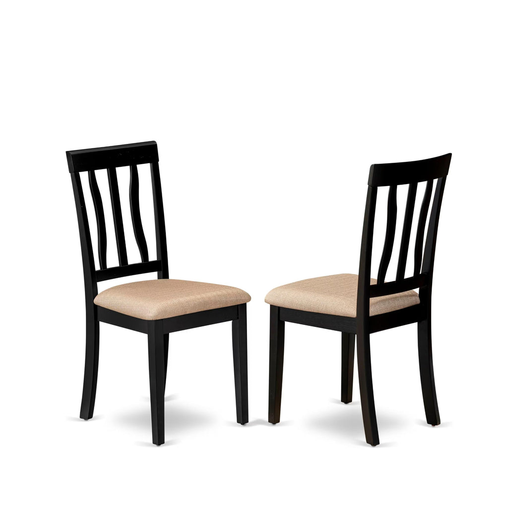 East West Furniture DUAN6-BLK-C 6 Piece Dining Room Table Set Contains a Rectangle Kitchen Table and 4 Linen Fabric Dining Chairs with a Bench, 36x60 Inch, Black