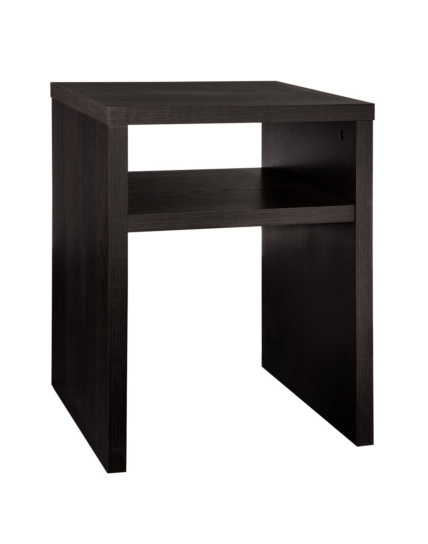 ClosetMaid 1666 2-Tier Square End Table with Storage Shelf, Black Walnut