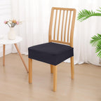 Smiry Waterproof Seat Covers For Dining Room Chairs Set Of 8, Stretch Jacquard Removable Washable Chair Seat Slipcovers Protector, No Rear Covers, Dark Grey