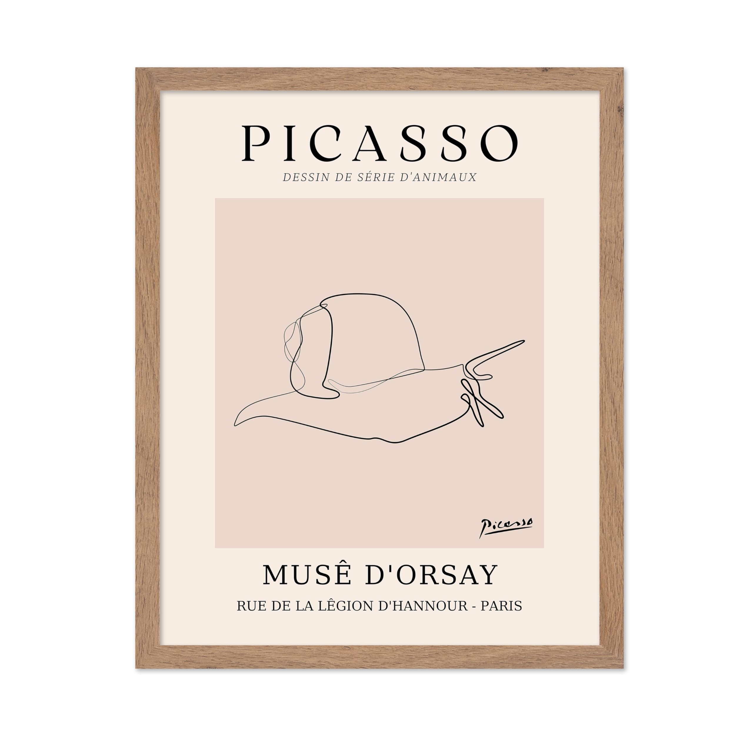 Poster Master Vintage Picasso Poster - Retro One Line Snail Drawing Print - Snail Line Art - Minimal Gift for Men, Women, Animal
