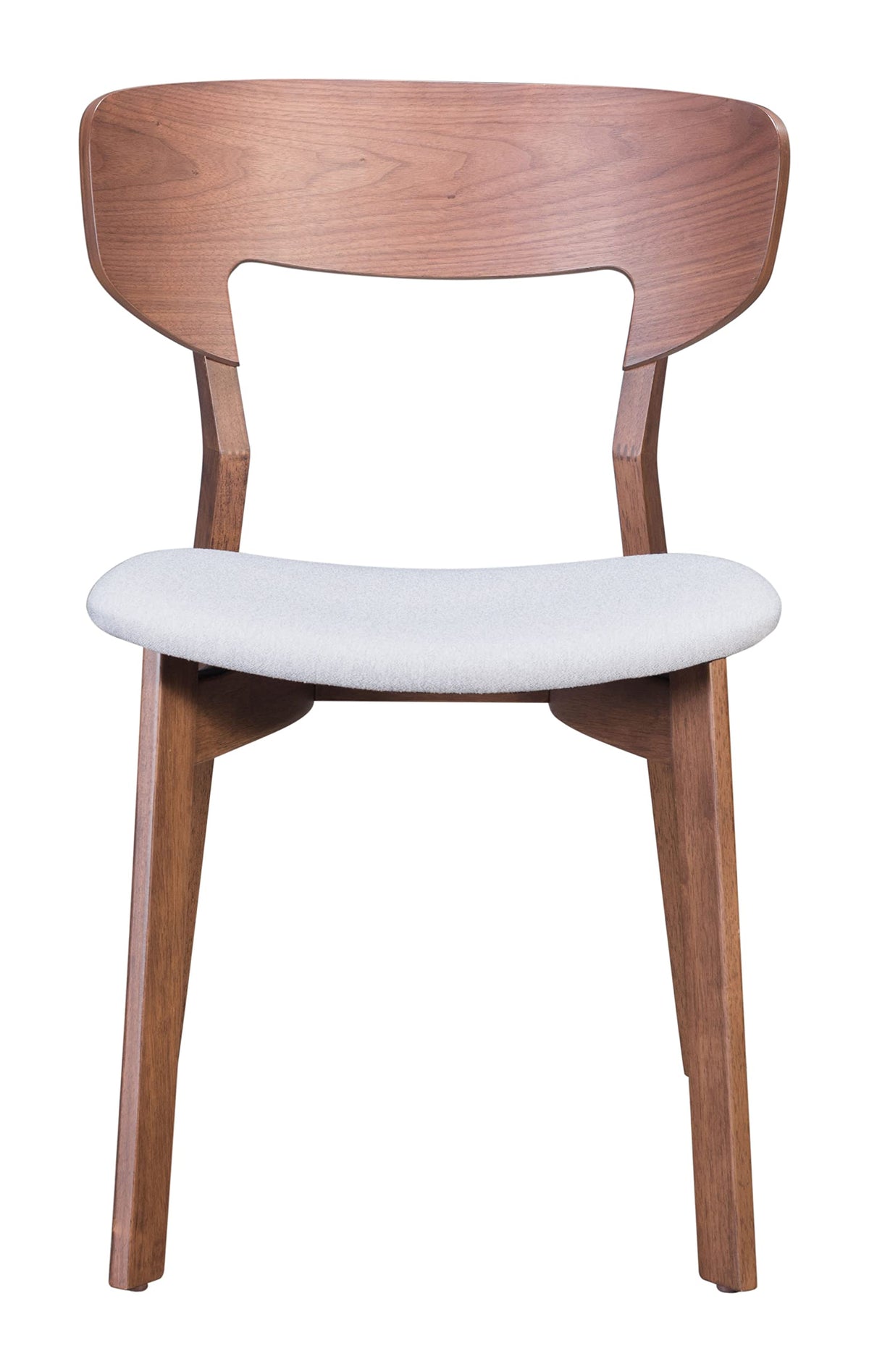 Zuo Modern Russell Dining Chair Set Rubber Wood, Foam, Fabric Walnut, Light Gray Indoor Weight Capacity 220 lbs Dimensions: 20.1" W x 22" D x 30.5" H Pack of 2