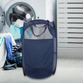TRENDIVIBE Laundry Basket Polyester Portable Clothes Hamper for Bathroom Dormitory Home Dark Blue