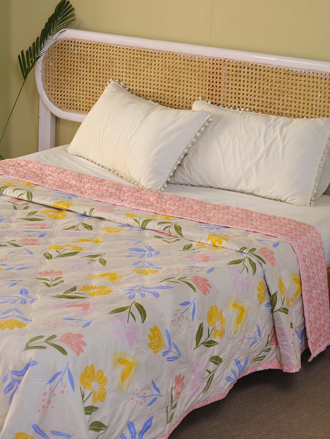 CHICERY Cotton Ultarsonic Floral Design Reversible Dohar |AC Blanket for Single Bed |All Weather Light Weight |Pack of 1UltraS