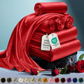 Decolure Satin Sheets King Set 6 Pcs - Hotel Luxury Silk Touch Satin Sheets King - Elegant Silky Soft King Size Bed Sheets