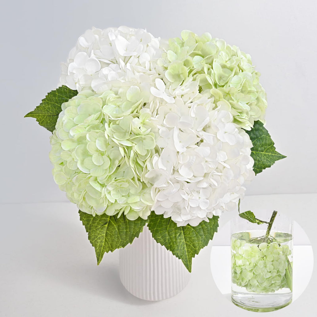 MARTINE MALL 4Pcs 21in Hydrangea Artificial Flowers, Latex Real Touch Hydrangeas Lifelike Large Hydrangea Flowers for Home Decor