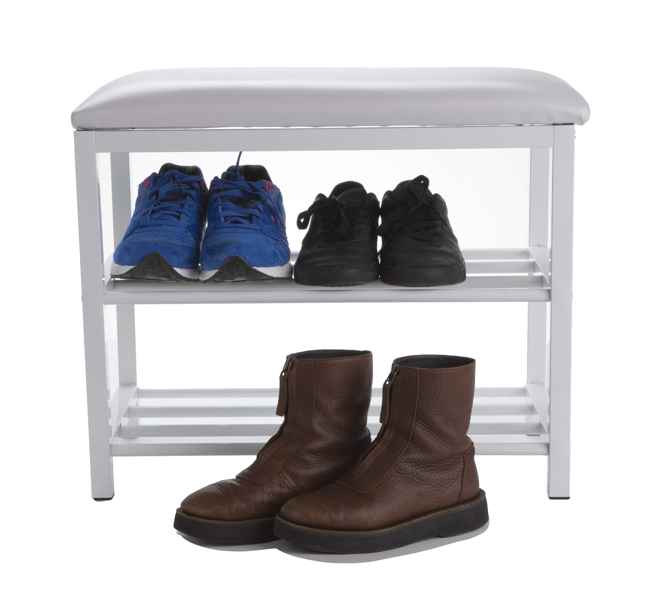 Mind Reader Shoe Bench, 23.5 L x 11.8 W x 19.88 H, White