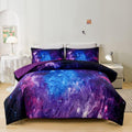 Helloosuu Galaxy Comforter Set,Girls Purple Bedding Set Full,Galaxy Bedding Set For Kids Girls Boys,Space Comforter Set Full Wit