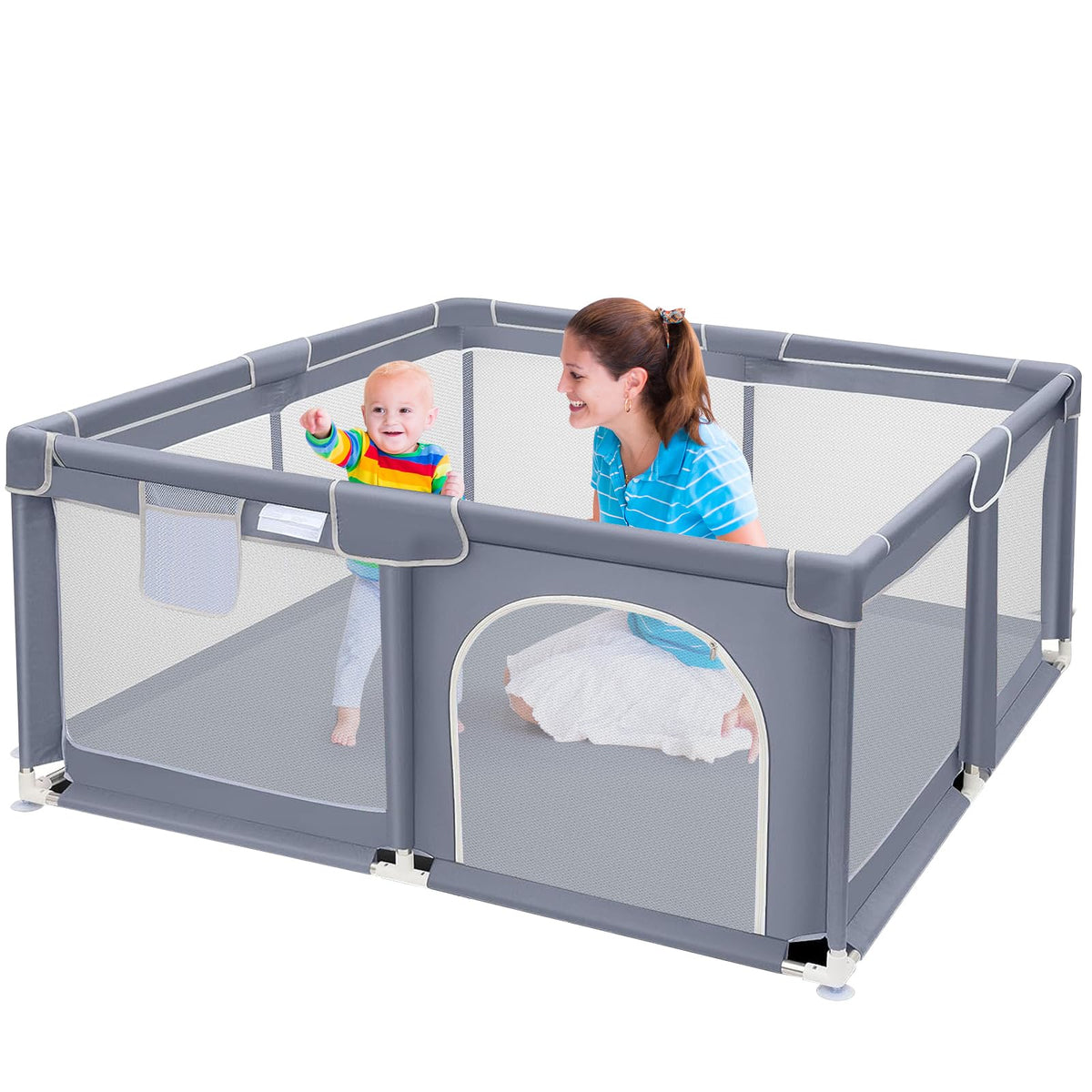 Suposeu Baby Playpen, Play Pen For Kids Activity Center, Large Baby Playard For Indoor And Outdoor, Sturdy Safety Baby Fence Wit