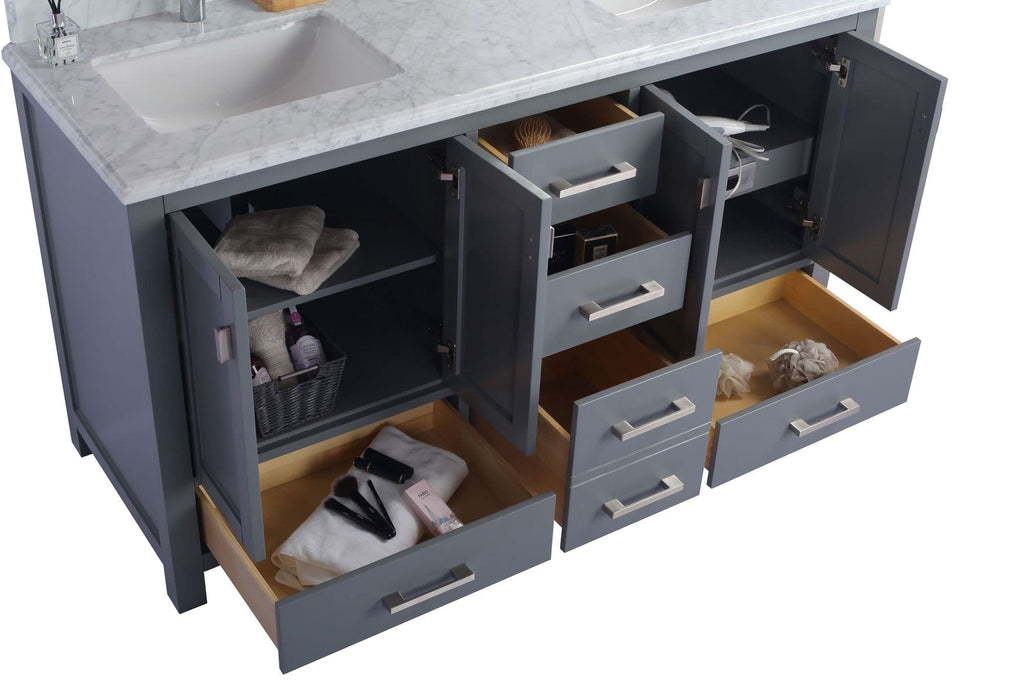Laviva Wilson 60 - Grey Cabinet Black Wood Marble Countertop