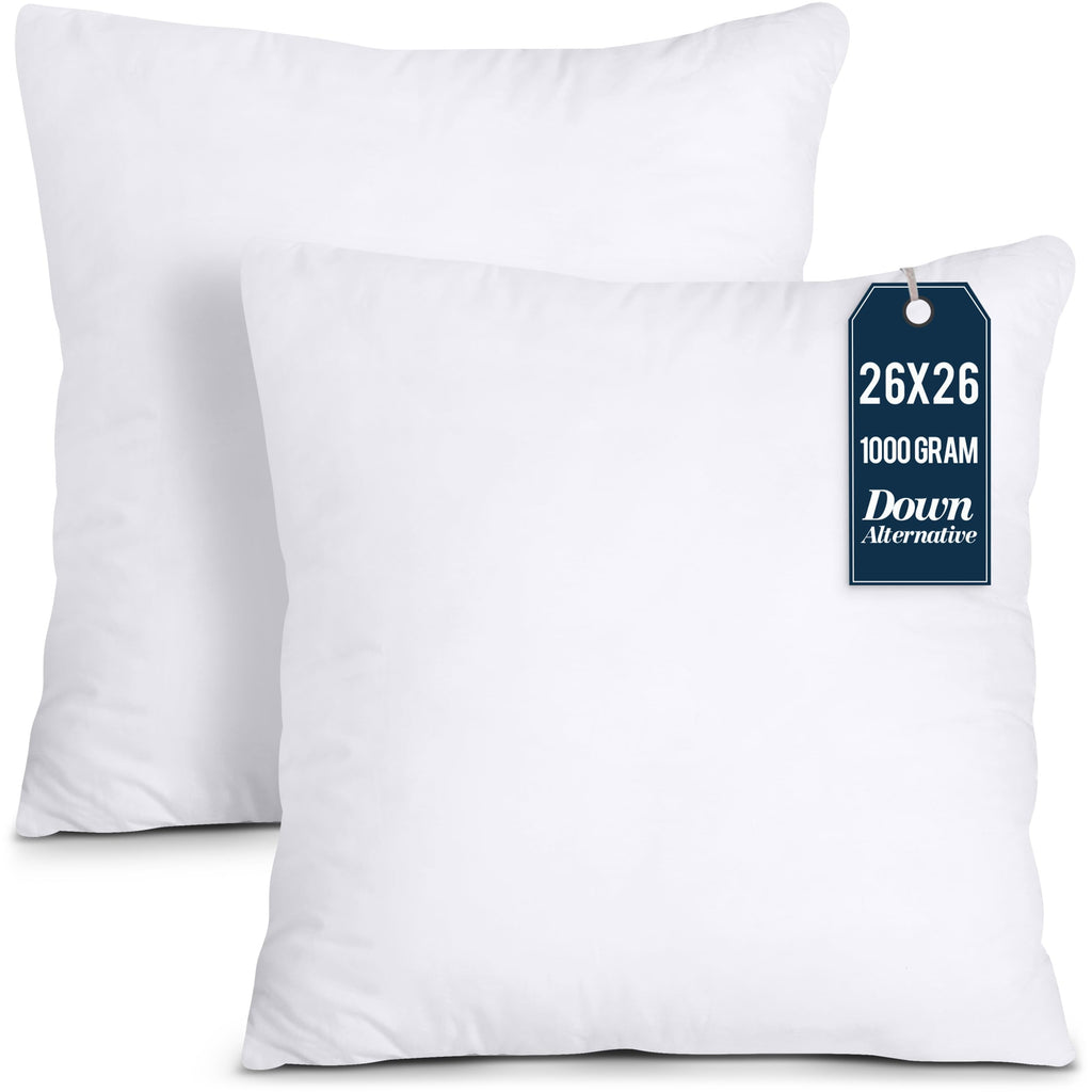 Utopia Bedding Throw Pillows Insert (Pack Of 2, White) - 26 X 26 Inches Bed And Couch Pillows - Indoor Decorative Pillows