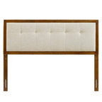 Modway Draper Tufted Queen Fabric And Wood Headboard In Walnut Beige