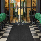 House, Home And More Indoor Outdoor Double-Ribbed Carpet Runner With Skid-Resistant Rubber Backing - Smokey Black - 3 Feet X 15 Feet