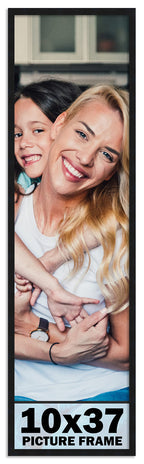 CountryArtHouse 10x37 Frame Black Solid Pine Wood Picture Frame Includes UV Acrylic Plexiglass, Acid Free Foam Backing Board and
