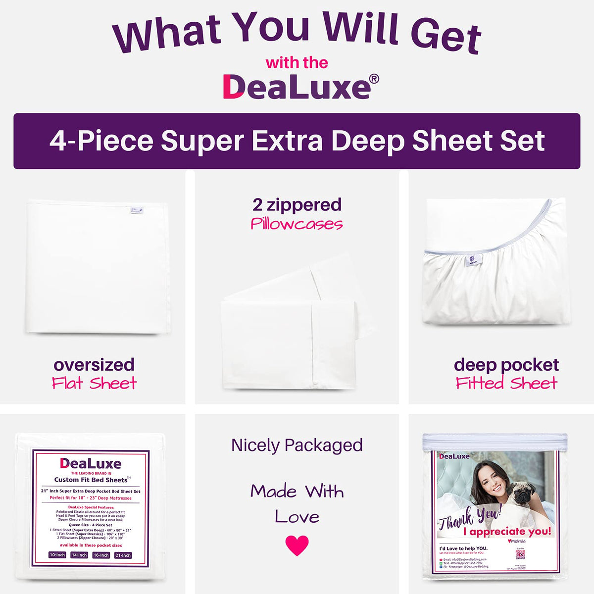 Extra Deep Pocket Full Bed-Sheets - 4-Piece Includes: 18   -21    Inch Super Extra Deep Pocket Fitted Sheet - Oversize Flat Shee