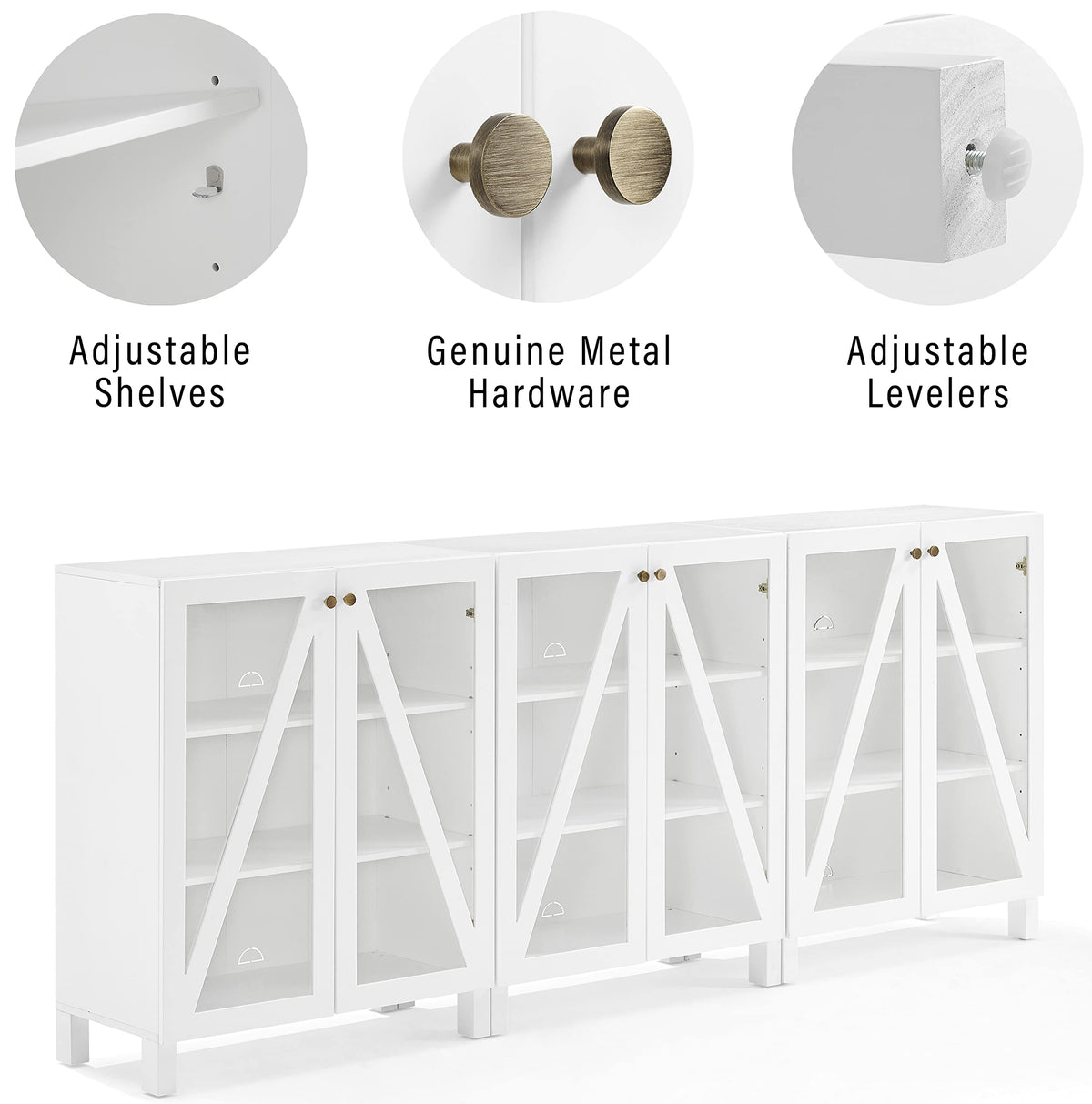 Crosley Furniture Cassai 3-Piece Entertainment Center Tv Stand, Media Console, Vinyl Record Storage, White