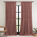 Ryb Home Dusty Pink Velvet Curtains 108 Inch, Room Darkening Window Curtains For Living Room Energy Efficient Backdrop Festival Decor For Girls Bedroom Dining Room, Wild Rose, W52 X L108 Inch, 2 Panel