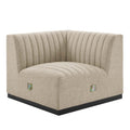 Modway Conjure Modern Channel Tufted Fabric Right Corner Chair In Beige