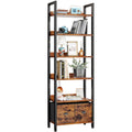 Furologee 6-Tier Bookshelf, Tall 71  Rustic Bookcase with 2 Drawers Storage Organizer, Industrial Display Free Standing Shelf Un