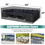 Garprovm Outdoor Patio Furniture Covers Waterproof Patio Dining Table Couch Set Covers Rectangular With Upgraded 600D Material,