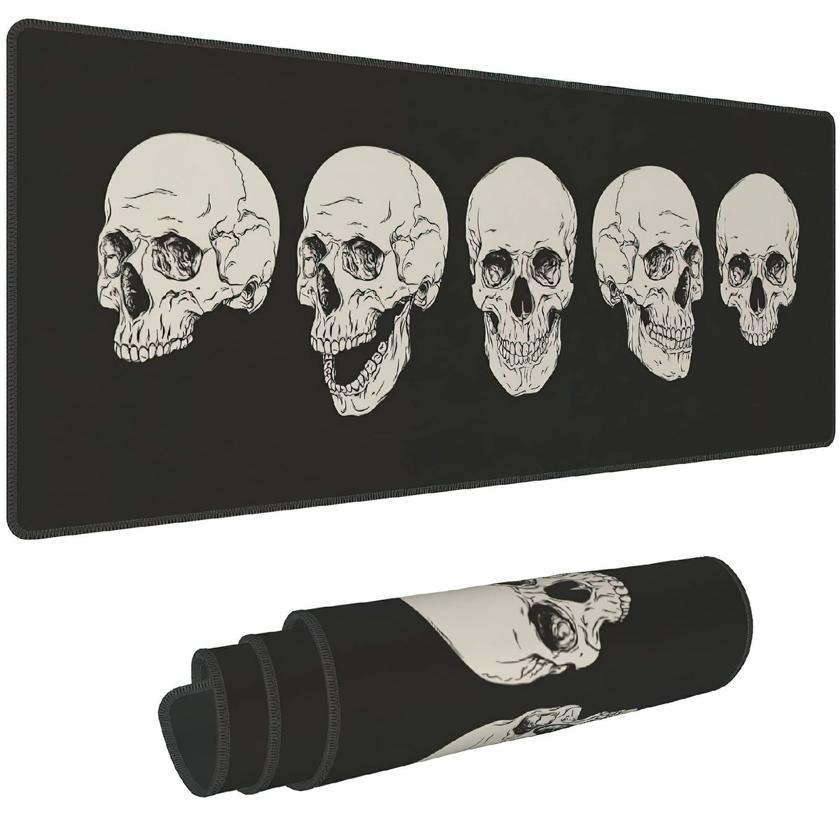 Elightvap Gaming Mouse Pad Large,Skull Skeleton Extended Mouse Pad,Non-Slip Rubber Desktop Mat Sewn Edges, Desktop Decorative Ac