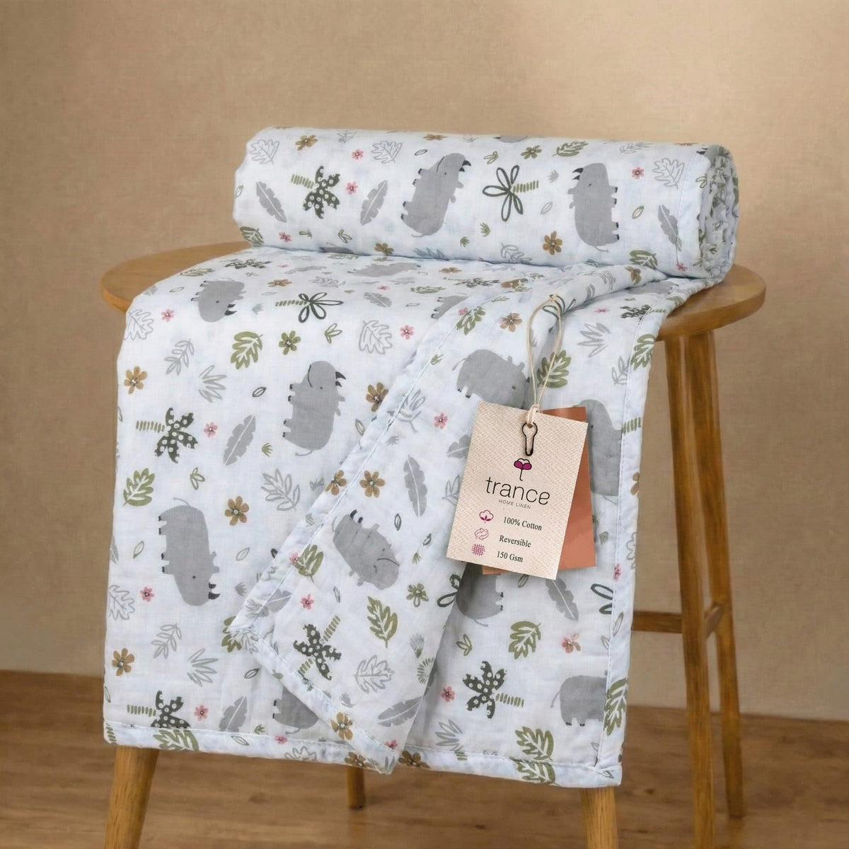 Trance Home Linen 100% Cotton | New Born Baby Blanket | Baby Dohar Swaddler Comforter | Warm Baby Essential (1 Month to 12 Month