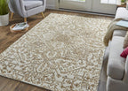 HomeRoots 512213 8 x 10 ft. Ivory & Gray Wool Floral Hand Tufted Handmade Stain Resistant Rectangle Area Rug
