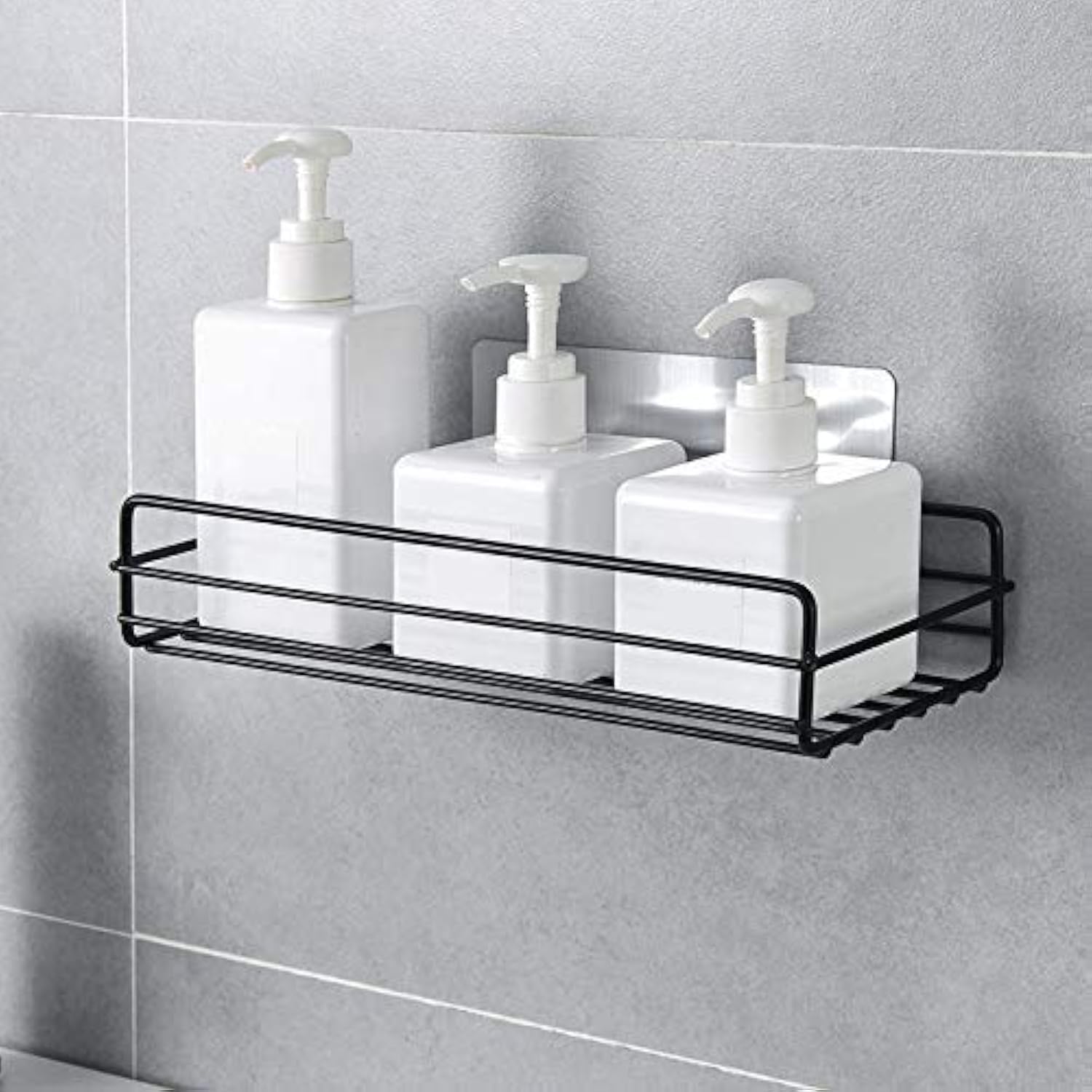 Xenoty Metal PunchFree Multipurpose Wall Storage Rack Bathroom Shelves With Strong Magic Adhesive Sticker (Multicolor)