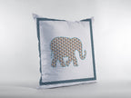 HomeRoots Muted Gold On White 18â€ Gold White Elephant Boho Suede Throw Pillow
