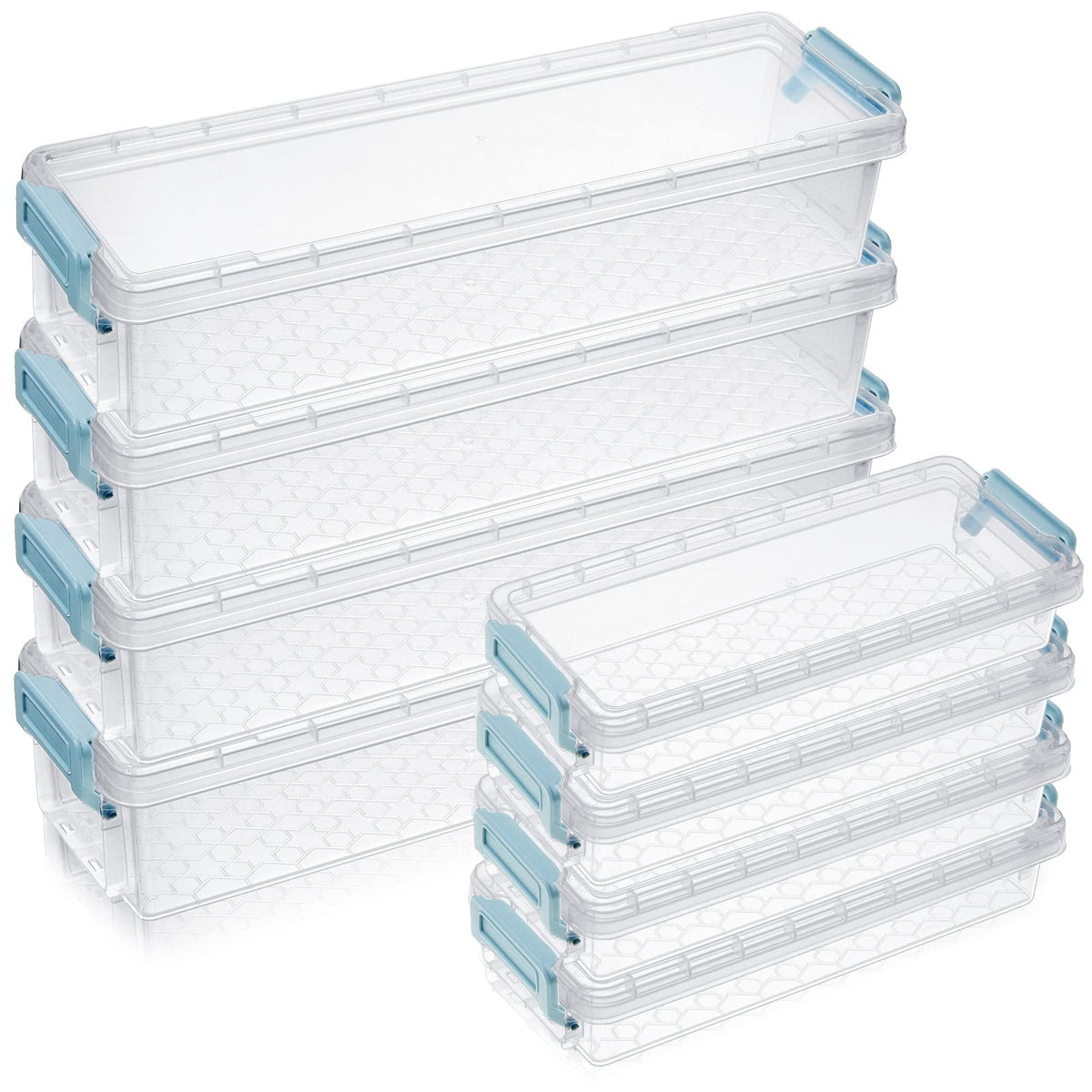 Gueevin 8 Pcs Long Plastic Stackable Box Large Capacity Pencil Box Clear Plastic Supply Box For School Pencil Container Plastic