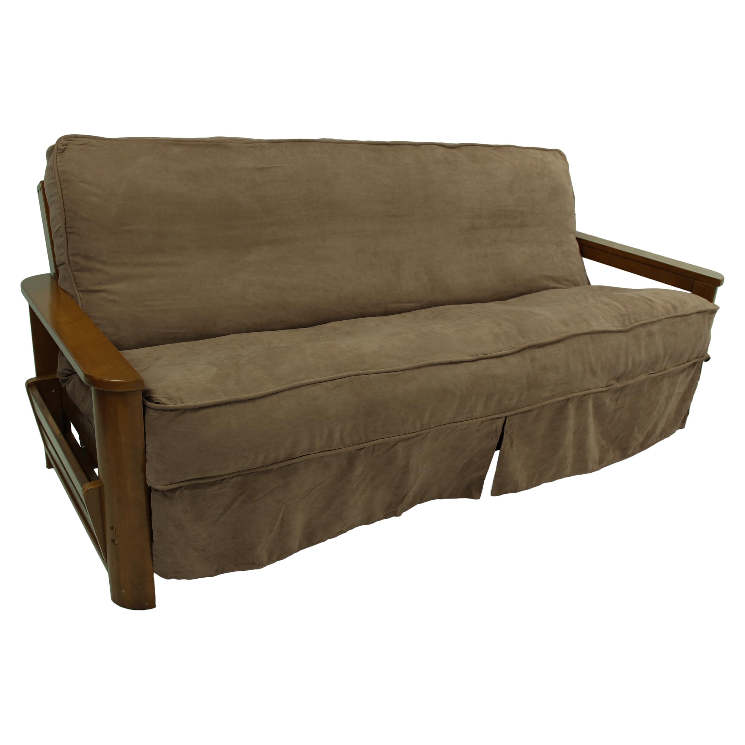 Blazing Needles Solid Microsuede Double Corded 8" to 9" Futon Slipcover, Full, Java