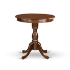 East West Furniture Esfo3-Mah-46 3 Piece Dinette Set For Small Spaces Contains A Round Dining Table With Pedestal And 2 Brown Faux Faux Leather Upholstered Chairs, 30X30 Inch, Mahogany