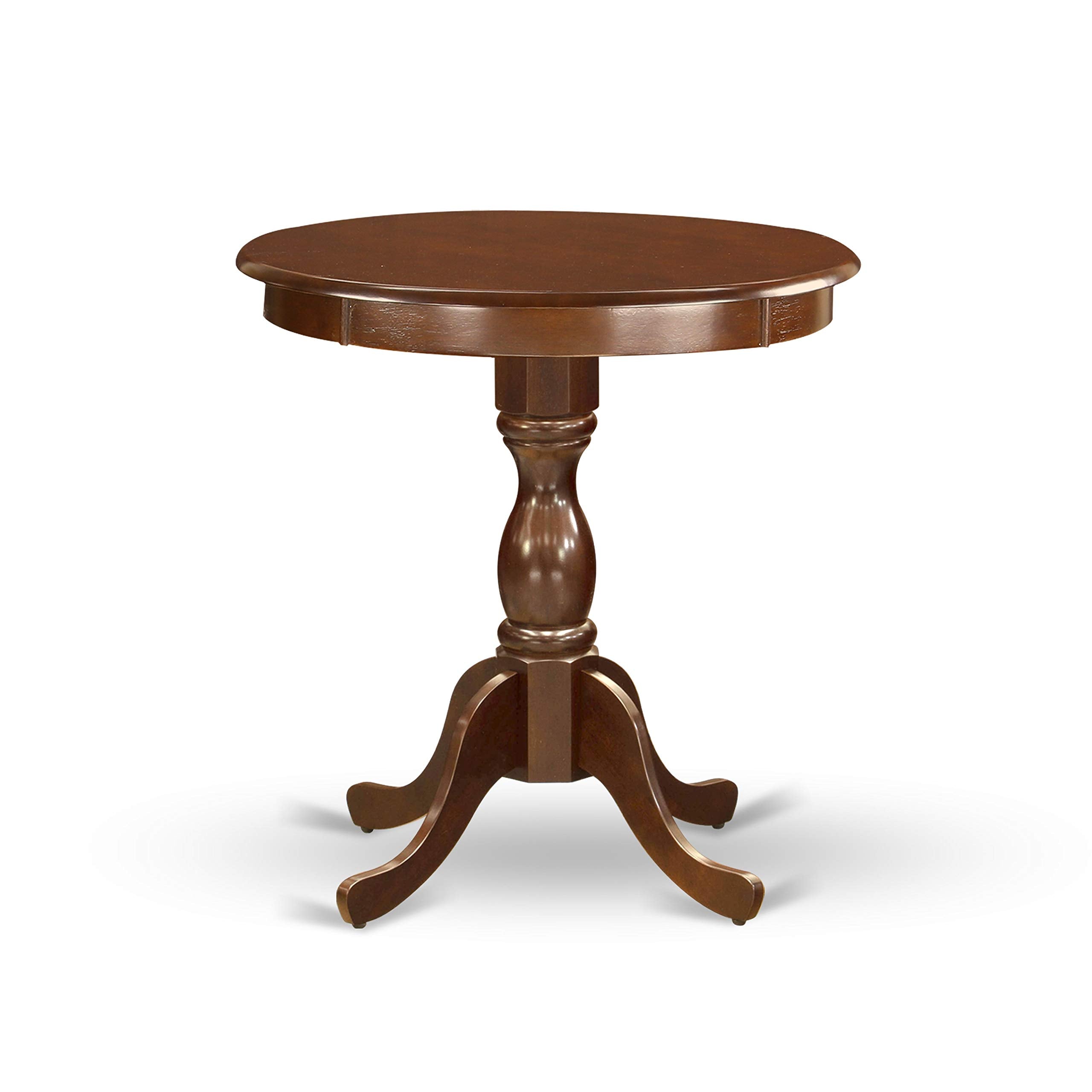 East West Furniture Esfo3-Mah-46 3 Piece Dinette Set For Small Spaces Contains A Round Dining Table With Pedestal And 2 Brown Faux Faux Leather Upholstered Chairs, 30X30 Inch, Mahogany
