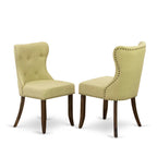East West Furniture V727Si737-7 7 Piece Dining Room Furniture Set Consist Of A Rectangle Dining Table With V-Legs And 6 Limelight Linen Fabric Parsons Chairs, 40X72 Inch, Multi-Color
