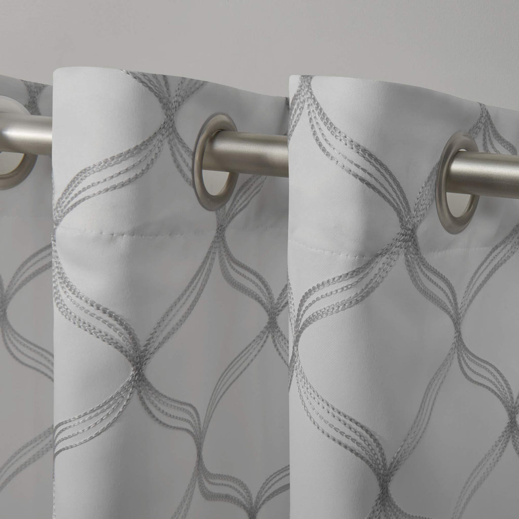 Exclusive Home Curtains - Eh8371-01 2-84G Amelia Embroidered Woven Blackout Grommet Top Curtain Panel Pair, 52X84, Winter