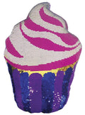 iscream Swirl Icing Cupcake 7 x 9 Reversible Sequin Soft Fleece Back Mini Pillow