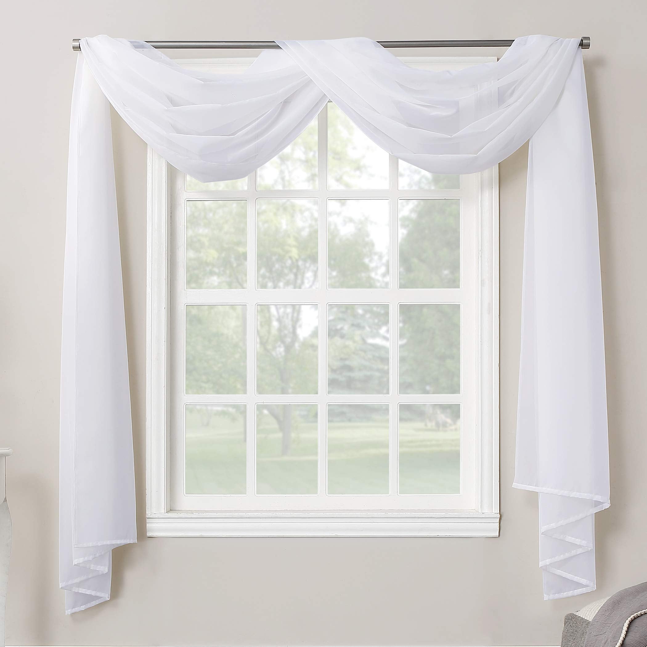 No. 918 Emily Sheer Voile Rod Pocket Curtain Panel, 59' X 216', White