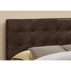 Monarch Specialties 6000Q, Queen, Bedroom, Upholstered, Pu, Transitional Bed Size Headboard, Dark Brown Leather-Look