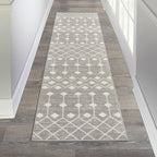 Nourison Grafix Moroccan Grey 2'3' X 12' Area Rug, Easy Cleaning, Non Shedding, Bed Room, Living Room, Dining Room, Kitchen (2X