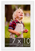 Poster Palooza 7x10 Frame White Solid Pine Wood Picture Frame | UV Acrylic, Foam Board Backing & Hanging Hardware