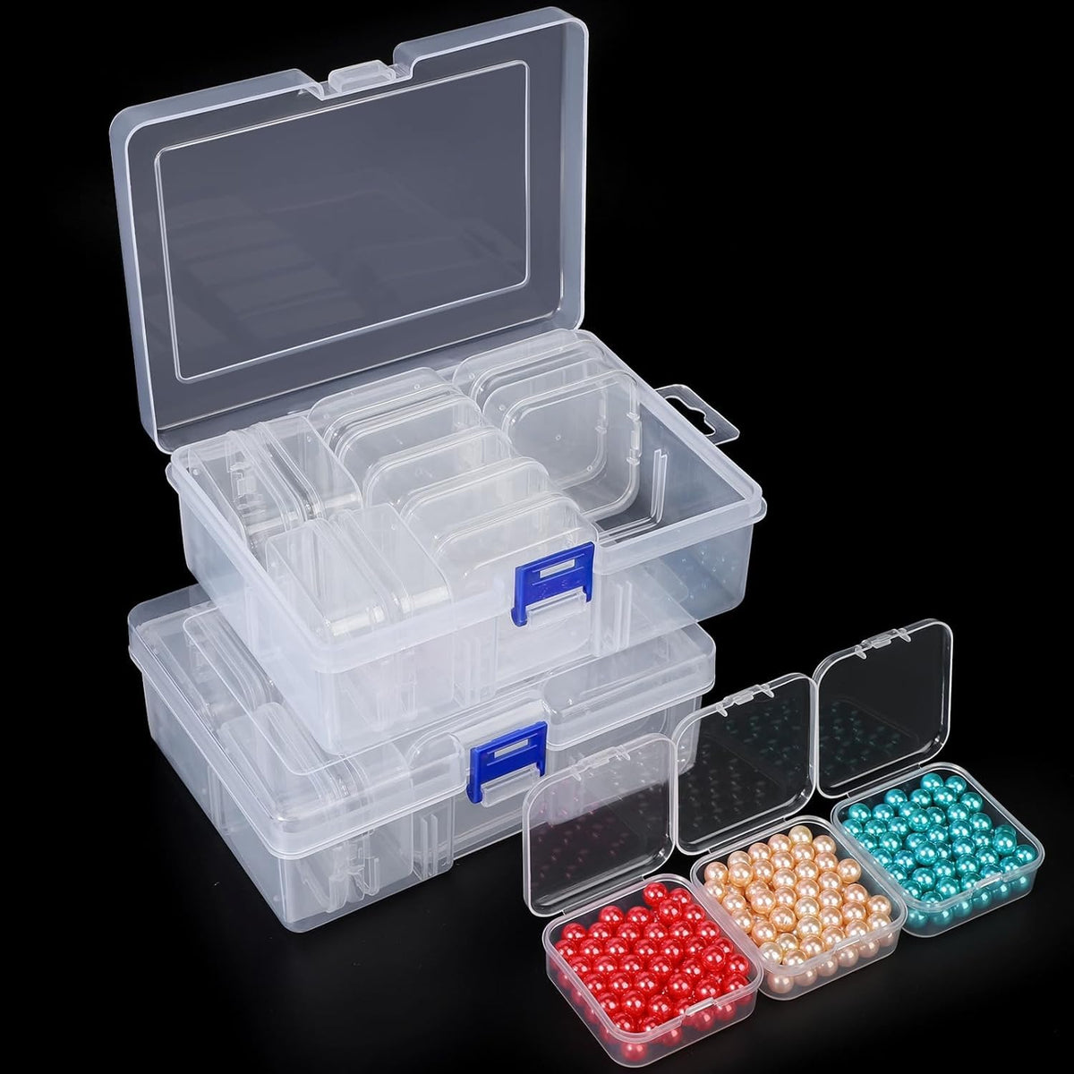 EARTHCONE Clear Jewellery Sorting Box Bead Organizer Storage Box with Lid
