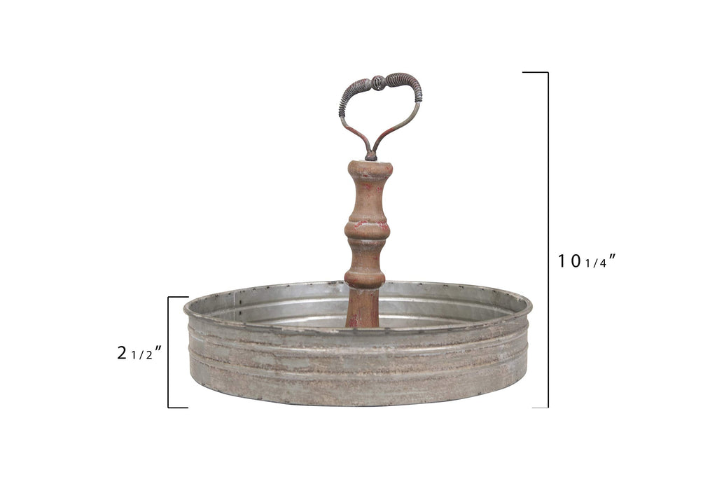 Creative Co-Op Distressed Single Tier Tin Tray With Handle