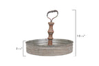 Creative Co-Op Distressed Single Tier Tin Tray With Handle